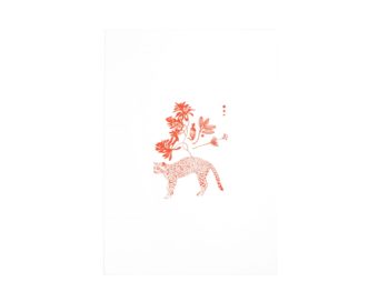 Tigrillo rojo sobre blanco(35X25) cm